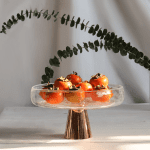 ظرف تخت دیس پایه دار مس و شیشه